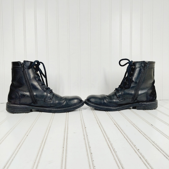 Flexi Knight Black Leather Lace Up Round Toe Boots K176 - Picture 7 of 12